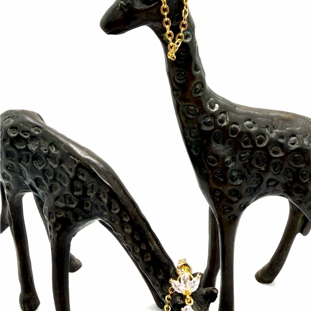 Gold Toned Floral Drop Earrings - Picture 2 of 6
